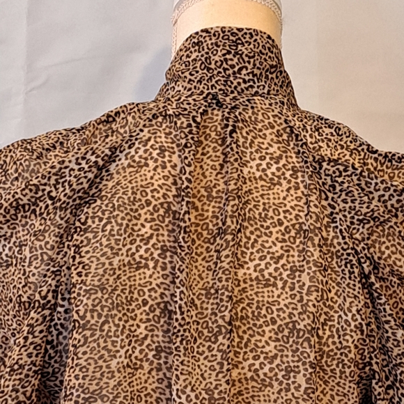 ZARA LEOPARD PRINT PUSSYCAT BOW TIE 90'S STYLE BLOUSE IN BLACK/BROWN SZ M - Picture 6 of 15